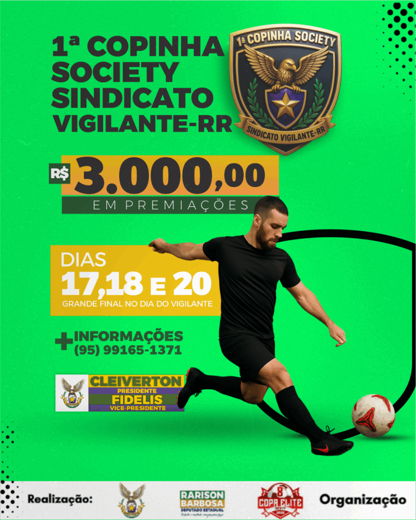 1ª Copinha Society dos Vigilantes de Roraima tem inscrições abertas e premiação de R$ 3 mil