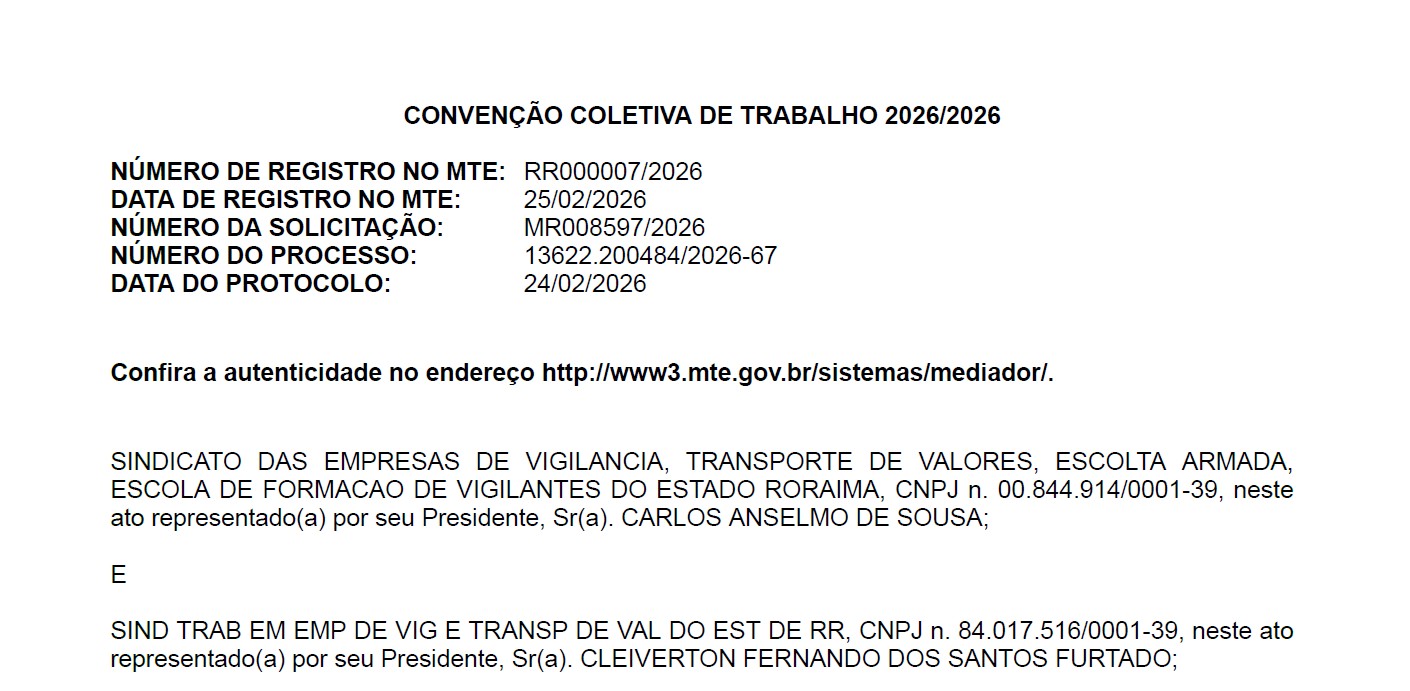CCT dos Vigilantes é homologada e garante reajuste salarial e novos valores de benefícios